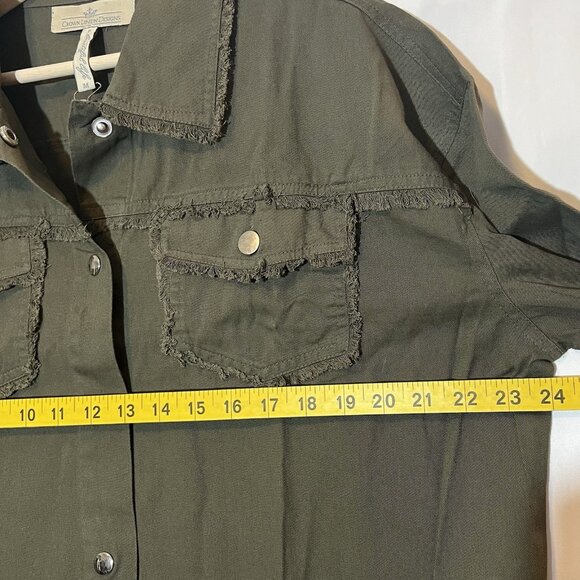 Crown Linen Designs Women Shirt Medium Size Green Oversized 100% Cotton Top New - Picture 8 of 11